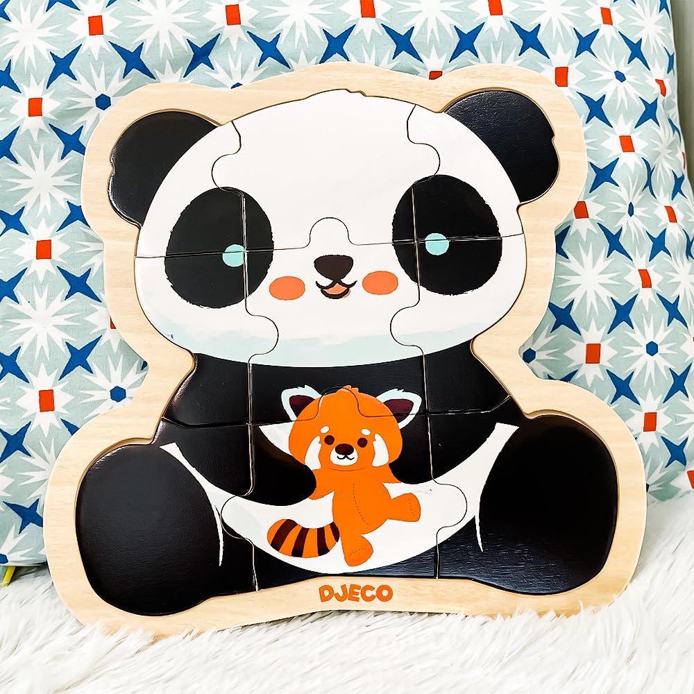 Amazon.co.jp: DJECO 木製パズル 動物 9ピース 型はめ 形合わせ 知育